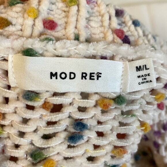 Mod Ref confetti‎ multicolored pom Pom loose knit crew neck sweater - Picture 3 of 7